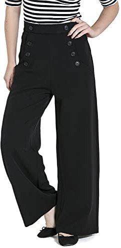 Hell Bunny Carlie Swing Trousers Donna Pantaloni Nero M