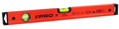 PRO600 Wasserwaage 50 cm mit Ergonomischen Profil - ERS+ (Easy Reading System) Präzise Wasserwaage mit Anti Shock Absorber Endkappen - Farbe Rot