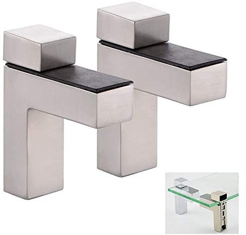 Regalhalterung aus massivem Metall, verstellbar, für Holz/Glas, gebürstetes Nickel, 2 Stück