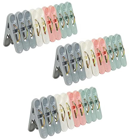 Lot de 50 pinces à linge antidérapantes en plastique élastique solide avec anneaux durables, pinces à linge multicolores résistantes au vent et à la rouille