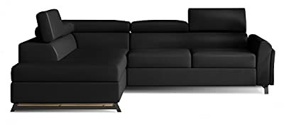 All4All Ecksofa Carla - Schalffunktion - Bettkasten - Kleines Ecksofa - Komfort - L-Form - Couch - Eckcouch - Schlafsofa - platzsparend - 265x200x92cm - 23 - Kunstleder Soft11, Links