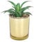 Sleepdown Halo Green Aloe Vera Leaf Gold Pot Artificial Faux Plant for Home Office Bathroom Decor Indoor Decoration Aesthetics, Small