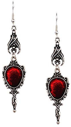 hfior Damen Ohrringe hängend, Vintage Vampir Fledermaus Magie Spiegel Tropfen Ohrringe Gothic Punk