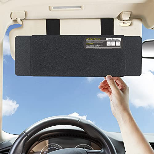 TFY Car Sun Visor Extender, Windshield and Side Window Sunshade, Protects from Sun Glare and UV Rays, Universal Fit for Most of Cars, 1 Piece (Black)
