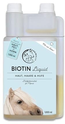 Annimally Pferd Biotin Zink Liquid 1000ml - Pflege für Haut, Haare & Hufe für Pferde - Biotin, Zink und MSM flüssig für EIN gesundes Fell - Fellpflege & Hufpflege für Pferde