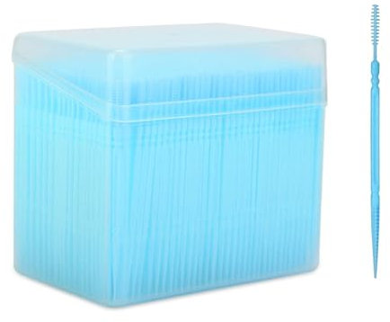 1100 pezzi di stuzzicadenti, stuzzicadenti a doppia testa multi-colore filo interdentale pick rotondo per l'igiene orale (blu)