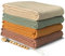 Moonkie Muslin Swaddle Blanket, Essentials Baby Empfangsdecke für Mädchen und Jungen, Säugling tragbar Swaddling Set, 47 x 47 Zoll, 4 Pack (Light Sea Green/Fall Yellow/Beige/Natural)