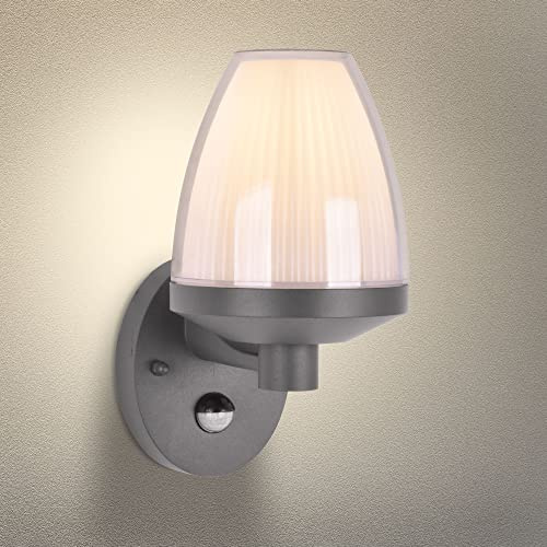 Maxkomfort Außenwandleuchte Anthrazit IP44 mit Bewegungsmelder für E27 LED (Max 25W) – Automatische Wandlampe aus Aluminium für mehr Sicherheit an Garten, Haustür & Fassade