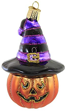 Old World Christmas Dekofigur Hexe Kürbis aus Glas für den Weihnachtsbaum
