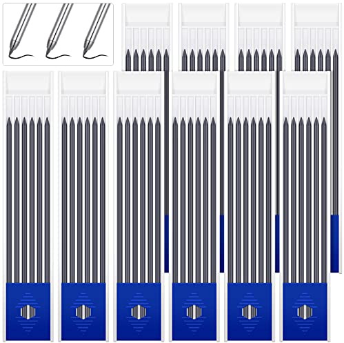 Spakon 60 Pcs 2.8mm Lead Refill Carpenter Construction Pencils Marker Lead Refills Dry Mechanical Woodworking Pencil Tools for Writing Drawing Drafting (Black)