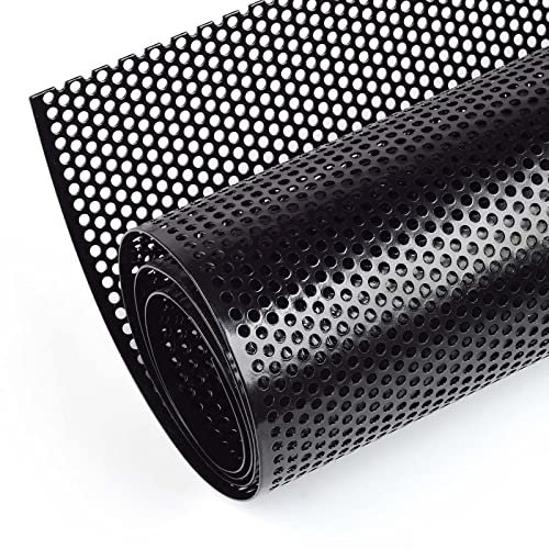 AggAuto Universal 40x13 Car Grill Mesh - Aluminum Alloy Automotive Grille Insert Bumper Perforated Metal Sheet Round Hole 4mm, One of the Most Multifunctional Shape Grids 100x33cm Black
