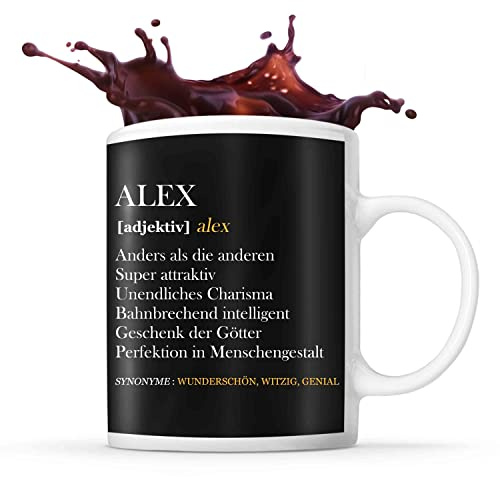 Tasse Alex | Definition Vorname | Tasse mit Spruch lustig Fun Tasse Geschenkideen fürs Büro zum Geburtstag Jubiläum Kaffeetasse Bürotasse