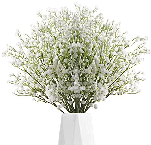 Oairse Künstliche Baby-Atem-Schleierkraut-Blumensträuße 10 Stück, Künstliches Schleierkraut Kunstblumen Gypsophila für Hochzeit Party, Party, DIY, Blumenarrangement, Heimdekoration