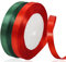 Geschenkband Weihnachten 10mm Rot und Grün Xmas Satinband 2 Rollen/45 Meter Schleifenband Stoffband für Geschenkverpackung, Weihnachtsbaum Dekoration, Weinachts Dekoration