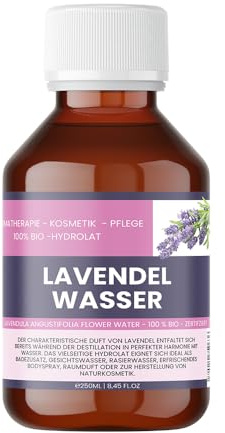 Bio-Lavendelwasser 250 ml – 100% Reines Lavendelhydrolat für Haut, Haare & Aromatherapie - Lavendula angustifolia Flower Water - Zertifiziert - naturrein - Nakobe
