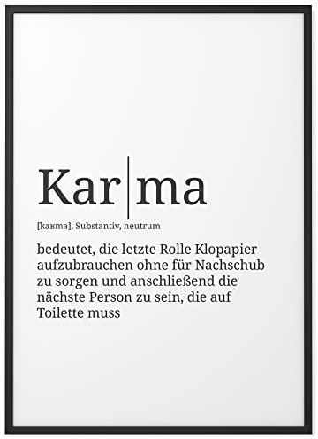 Papierschmiede® Definition: Karma, DIN A2 fertig gerahmt (Aluminium Rahmen, Farbe wählbar) XXL Poster für Wohnzimmer, Schlafzimmer, Küche, Esszimmer, Wandbild Geschenk Wanddeko