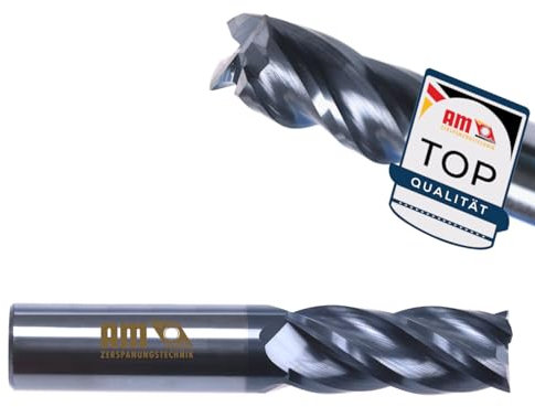 AM-Zerspanungstechnik VHM Schaftfräser | Hochwertiger VHM-Fräser | TiAlN HPC | In Größen Ø1-20mm erhältlich - Ø4x 15/75mm SchaftØ 4mm