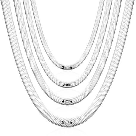 Only faith Collana piatta a serpente in acciaio inox dorato donna girocollo catena dorata corta piatta a spina di pesce spesso per donne lunghezza 45 cm