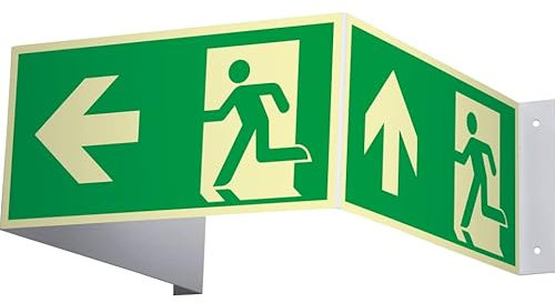 Schild | PERMALIGHT power langnachleuchtend Notausgang links in 3D-Optik, ISO, Kunststoff, 972x150mm