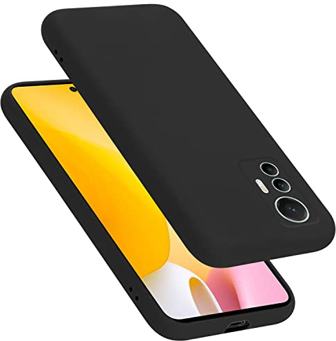 Cadorabo Hülle kompatibel mit Xiaomi 12 LITE Hülle Silikon Handyhülle für 12 LITE Case aus flüssigem Silikon- Kratzfeste und stoßfeste dünne TPU Schutzhülle - Liquid SCHWARZ