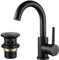 NewEast Basin Mixer Tap with Pop up Waste and Swivel Spout, Modern Black Brass Single Lever Bathroom Sink Tap Mixer