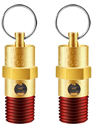 LSTOPGO Válvula de alivio de presión de compresor de aire NPT macho de 1/4 pulgadas, válvula de seguridad de latón, válvula de retención de compresor de aire (150 PSI)
