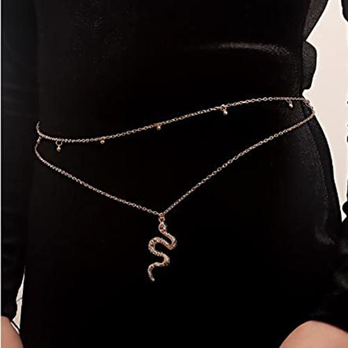 Wendalern Taille Kette Geschichtet Bauch Perlen Kette Sexy Strand Bikini Körper Kette Punk Gold Serpent Taille Körper Gürtel Rave Party Prom Zubehör Schmuck Für Frauen