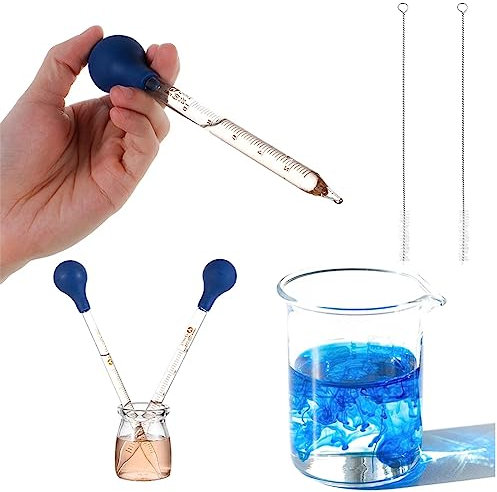 Pipetas Cuentagotas,Vidrio Pipeta,Pipeta de Cristal,Gotero de Cristal de Calibración,Pipeta Graduada,Pipette Graduée en Verre,Pipetas Cuentagotas Dispensador Líquido,con Cepillo Limpio y Escala