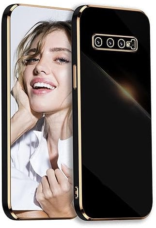 POUHYE Handyhülle für Samsung Galaxy S10 Hülle Original, Mädchen Galvanisierte Kameraschutz Weich TPU Silikon Schutzhülle Ultra Dünn Case Stoßfeste Hülle für Samsung Galaxy S10 Schwarz
