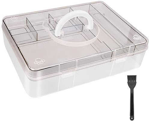Stackable Craft Storage Box, with 7 Compartment Tray - Large Capacity Multi-Use Organizer for Medications, Sewing Supplies, Toys, Stationery, Art & Crafts - Space-Saving Design for Home & Office
