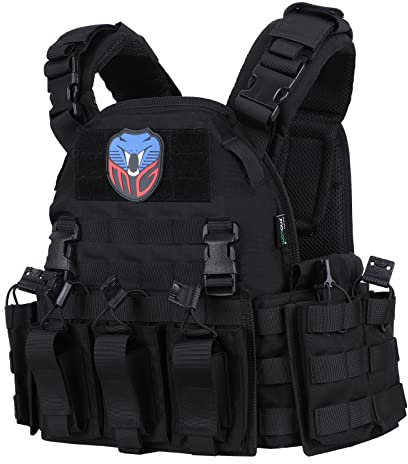 Snacam Taktische Weste für Herren Molle Security Airsoft Weste Erwachsene, Schwarz, Einheitsgröße