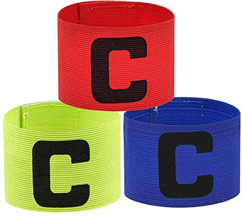 Tibapla 3 Stück Kapitänsbinde Fussball Armbinde Spielführerbinde Multicolor FußBall Captain Armband Verstellbar Gummizug Klettverschluss FußBall Elastic Armbinden für Erwachsene Kinder