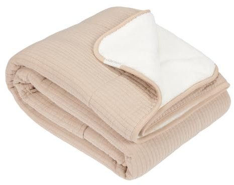 Little Dutch TE11023021 Kinderdecke mit Nickistoff - Newborn Naturals Pure beige (110x140 cm)