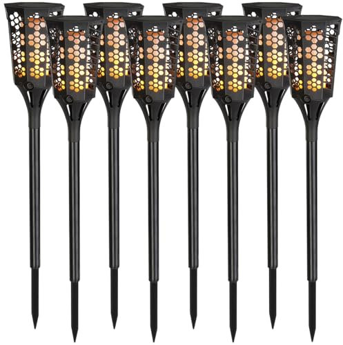Lunartec Fackeln: 8er-Set LED-Solar-Gartenfackeln mit Flammen-Effekt und Akku, 78 cm (Fackel Solarleuchten, Solarlampen Garten Fackel, Gartenleuchte Standleuchte)