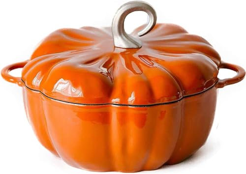 Pentola in smalto di zucca in ghisa/pentola per stufato pentola multiuso per zuppa di pentola/forno olandese domestico pentola antiaderente fornello a induzione universale, 4 Q