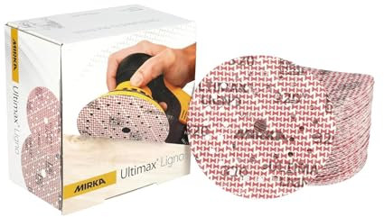 Mirka Ultimax Ligno Ø 150mm dischi abrasivi a strappo Multifit, grana 320, 100 pezzi, multiperforazione, per la levigatura di superfici in legno