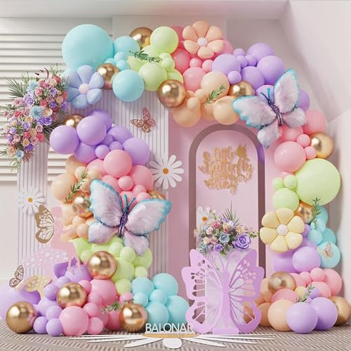 Kit Arco Globos Mariposa, 115piezas Oro Rosa Decoración Cumpleaños Niña, Mariposa Globos Aluminio Cumpleaños para Fiesta Cumpleaños Niñas, Decoración Baby Shower
