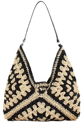 YingStar Bolso Bandolera Mujer Grande Bolso Rafia Verano Bolso Paja Mujer Bolsa Playa Verano Bolso Tote Bag Bolsos Tejidos Crochet Bolso de Mano Bohemio Bolso Hombro Para Viaje Fiesta Vacaciones
