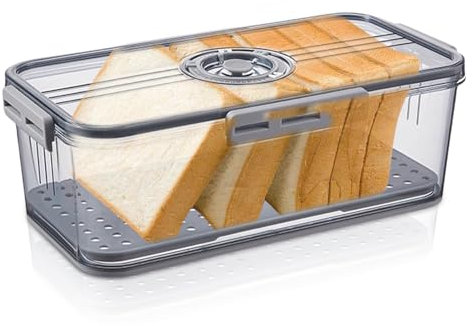Caja de pan fresca con tiempo y registro de tiempo, panera sostenible para una larga frescura, recipiente de almacenamiento de cocina con manta, caja de almacenamiento sellada para pan casero,