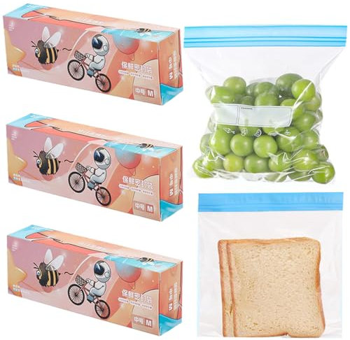 75Pcs Sandwich Bags, Freezer Bags 1L Medium Food Bags Zip Seal Reusable Ziplock for Food Storage, Snacks, Vegetables,Fruits,Grains,Candies