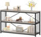IBF 47 Gray 3 Tier Low Bookcase,Industrial Modern Short Horizontal Etagere Bookshelf, Simple Wide Open Rustic Metal and Wooden Book Shelf for Bedroom Living Room Home Office Storage, Light Grey Oak