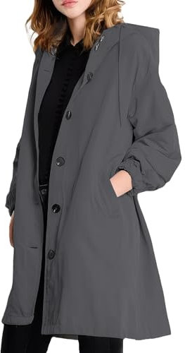 MGizo DtiSpectrum Trench Impermeabile da Donna - Giacca Antivento con Cappuccio Monopetto, Soprabito Impermeabile per Esterni, Impermeabile Softshell per Escursioni e Spostamenti