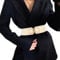 JasGood Damen Breiter Elastischer Taillengürtel Vintage Hüftgürtel Stretchy Kleider Gürtel mit Goldener Schnalle,Beige,80cm