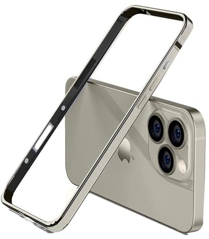 LINPING Aluminium Metal Bumper Frame Hard Case for iPhone 16 pro max, Slim Armour with Soft Interior, Raised Edge Protection (Natural Titanium, for 6.9 Inch iPhone 16 Pro Max)