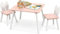 FANTASK 3 TLG. Kindertisch mit 2 Stühlen, 3-6 Kindersitzgarnitur mit Massivholzbeinen & Hasenohren Rückenlehne, Rosa