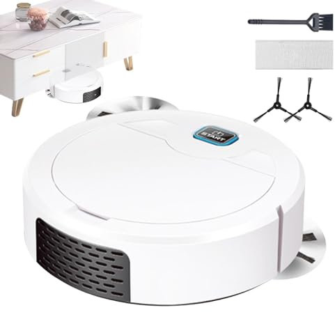 Robot barredor pequeño para el hogar - Robot aspirador 3 en 1 con control remoto de aplicación | Robot aspirador automático, robot limpiador de pisos con componentes electrónicos para pisos duros, pis