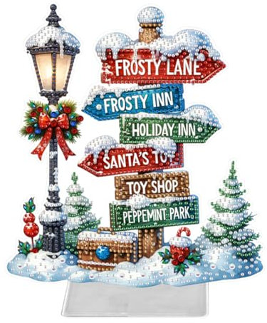 Generisch Diamond Painting Weihnachtsschild Dekoration, Schild Holz Tannenbaum Winter Wegweiser Weihnachtsdeko Holz Weihnachtsdeko Tischdeko Schreibtisch Festival Christmas Decorations-#2