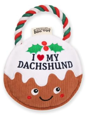 History & Heraldry Personalised Christmas Pudding Dog Toy (I my Dachshund)