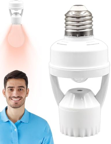 Motion Sensor Light Socket,E27 Light Bulb Holder Adapter - Light Bulb Outlet for Basement, Pantry Room, Storage Room, Garage Light