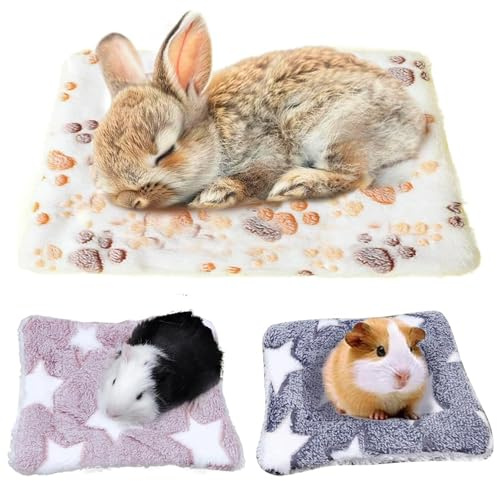 3 Pièces Tapis Lapin Cabane Lapin Maison Cochon d'Inde pour Petits Animaux | Cochon d'Inde Accessoire Maisonpour Chatons, Lapins, Écureuils, Cochons D'Inde (2 Tailles)